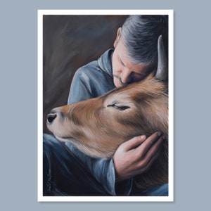Les vrais hommes sont gentils avec les animaux | Carte postale DIN A6 | Droits des animaux | Style végétalien