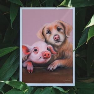 Pourquoi AIMER l’un et MANGER l’autre ? | Carte postale DIN A6 | Droits des animaux | Style végétalien