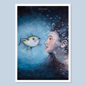 Les poissons ressentent aussi de la douleur | Carte postale DIN A6 | Droits des animaux | Style végétalien