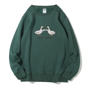 Embroidered Goose Bumps Sweatshirt: Funny Animal Crewneck or Hoodie