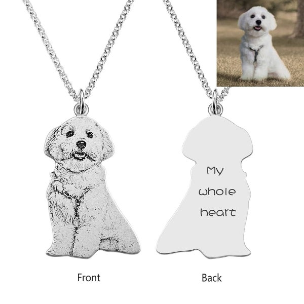 Personalised 925 Sterling Silver Engraved Pet Photo Pendant Necklace Birthday Christmas Gift