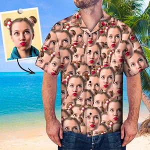 Custom Photo Face Hawaiian Shirt Personalised Pet Face Print Hawaiian Shirt Family Shirt Kid Adult Sizes Summer Beach Holiday Christmas Gift