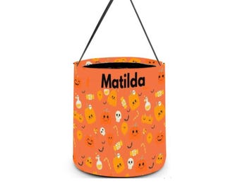 Personalized Halloween Candy Bag: Custom Trick or Treat Bucket