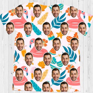 Custom Photo Face Tshirt Leaves Prints Personalized Head Photo Short Sleeve Shirt Custom Photo Printing T-shirt All Over Prints T Shirts