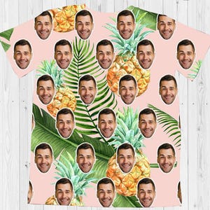 Custom Photo Face Tshirt Pineapple Prints Personalized Head Photo Short Sleeve Shirt Custom Photo Printing T-shirt All Over Prints T Shirts