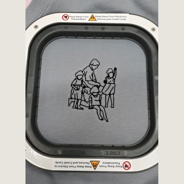 Camisa familiar bordada personalizada: regalo de retrato con arte lineal