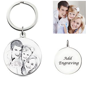 Custom Photo Keychain in 925 Sterling Silver Keychain Personalised Family Photo Birthday Christmas Mothers Day Father’s Day Gift
