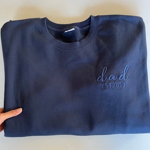 Moletom bordado personalizado para o pai, presente de Natal, carta do dia dos pais, suéter bordado, camiseta personalizada para o vovô, papai, gola redonda