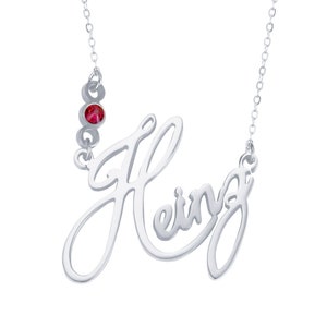 Personalized Sterling Silver Name Necklace with Birthstone