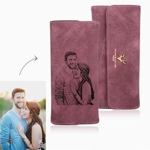 Custom Engraved Photo Women's Trifold Wallet Christmas Gifts Birthday Christmas Mothers Day Gift