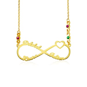 Personalized Sterling Silver Infinity Name Necklace with Birthstones