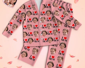 Personalized Photo Pajama Set: Long Sleeve Button-Down PJs