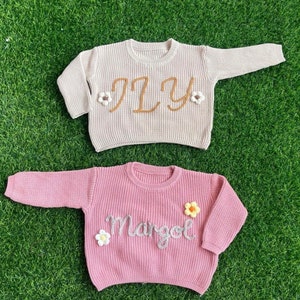 Custom Hand Embroidered Baby Sweater: Personalized Cotton Knit