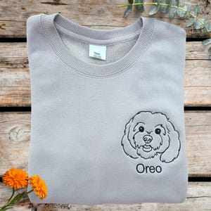 Custom Embroidered Sweater Pet Photo Outline TShirt Dog Portrait Sweatshirt Personalized Cat Photo Hoodie Line Art Christmas Gift Pet Lover