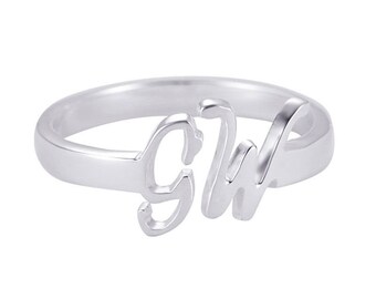 Personalized Sterling Silver Initial Ring: Custom Name Jewelry
