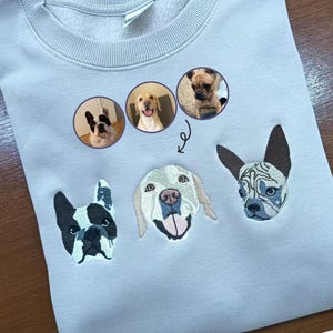 Custom Dog Photo Embroidered Sweater Pet Face Embroidered Hoodie Cat Lovers Sweatshirt Gift for Pet Lovers Pet Memorial Gift Pet Embroidery
