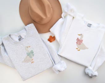 Matching Couple Embroidered Silly Goose Sweatshirt: Funny Animal Crewneck or Hoodie