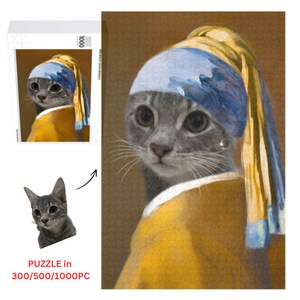 Custom Pet Photo Puzzle Custom Pet Portrait in Famous Drawing Jigsaw Personalised Cat Photo Wooden Puzzle Dog Photo Jigsaw Gift for Pet Loss