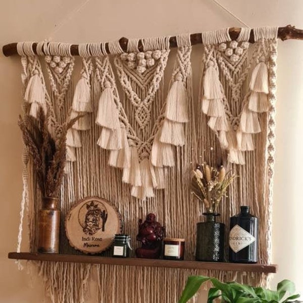 Macrame Shelf (3ft) 90cm | Boho Macrame Wall Hanging | Hanging Shelf | Plant Hanger |  Shelves made to order