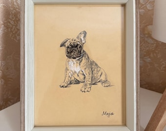 Mini Custom Sketch Pet Portrait, Dog Portrait From Photo, Hand Drawn Pet Portrait, Pet Pencil Drawing, Personalized Pet Memorial Gift