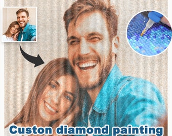 Peinture diamant personnalisée, kits de peinture diamant 5D personnalisés pour adulte, transformer une photo en oeuvre d'art au diamant, cadeau DIY, cadeau d'anniversaire de Noël