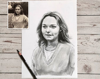 Hand Drawn Portrait, Custom Sketch from Photo, Personalized Charcoal Pencil Drawing, Art Commission, Customised Unique Birthday Wedding Gift