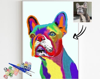 Custom Paint by Numbers from Photo, Personalized Pet Portrait DIY Kit, Custom Canvas Painting Kit, Dog Cat Lover Gift