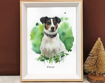 Custom Pet Painting, Watercolor Painting from Photo, Hand Painted Dog Cat Portrait, Personalized Memorial Gift, Pet Loss Gift for Dog Mom