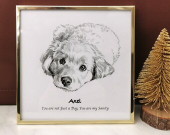 Dog Drawing, Hand Drawn Portrait from Photo, Custom Dog Illustration, Art Commission Pet, Personalised Unique Memorial Gift for Dog Lover,