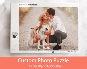 Picture Puzzle, Custom Photo Puzzle, Personalized 200/300/500/100 Piece Wooden Puzzle for Christmas, Birthday, Anniversary, Wedding Gift