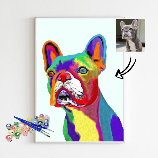 Custom Pet Paint by Number, Personalized Paint by Number Kit for Adult, Custom Pet Portrait Canvas, Dog Cat Portrait, Painting from Photo
