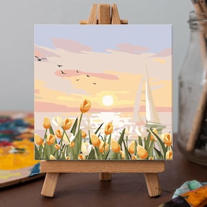 Mini Landscape Paint by Number Kit: Acrylic Painting on Canvas