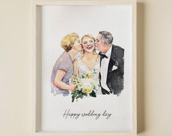 Custom Watercolor Family Couple Wedding Painting, Loved one Portrait from photo, Wedding Engagement Anniversary Gift, Drawing from Photo