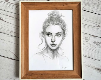 Custom Hand-Drawn Pencil Sketch Portrait, Personalized Illustration from Your Photo, Perfect Birthday Memorial Gift for Her & Him