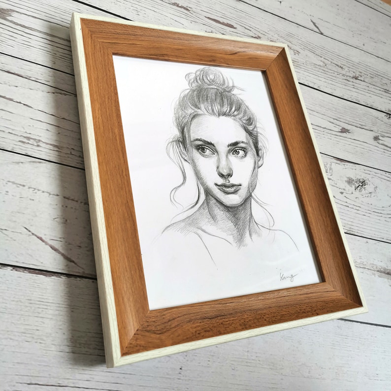 Hand Drawn Portrait, Custom Sketch from Photo, Personalized Gift for Women, Unique Birthday, Anniversary, Memorial, Valentines Day Gift image 6