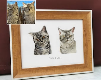 Mini Custom Watercolor Pet Portrait, Cat Portraits from Photos,Dog Cat Portraits From Photos, Pet Painting, Custom Hand Painted Paintings
