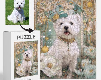 Custom Pet Puzzle,Pet Portrait from Photo, Personalized Royal Pet Portrait Jigsaw Puzzle, Pet Memorial Gift, Gifts for Dog Lovers