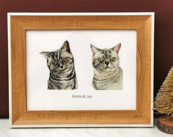 Acuarela personalizada retrato de mascota acuarela pintura de gato retrato de gato regalo conmemorativo de mascota personalizado regalo de pérdida de mascota gato regalo de retrato personalizado