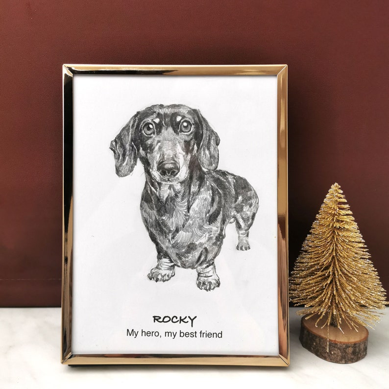 Personalisierte Haustier Skizze, individuelle Tierzeichnung, Hundeportrait vom Foto, Hundeliebhaber Illustration, Haustier Erinnerung Geschenk, Haustier Verlust Geschenk, Bild 6