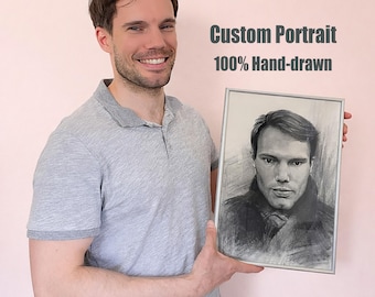 Encargo artístico, retrato personalizado a partir de una foto, regalo personalizado de dibujo a mano para parejas y familias.