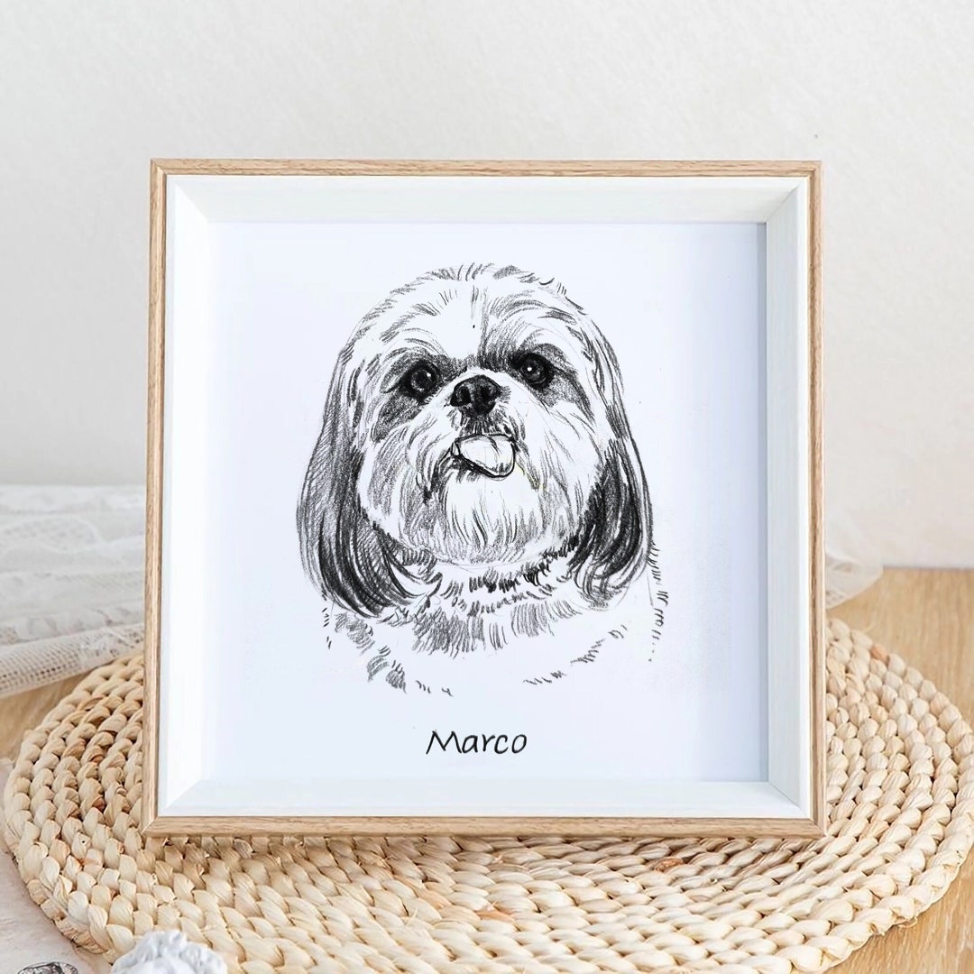 Custom Dog Drawing, Hand Drawn Pet Portrait From Photo, Furry Art ...