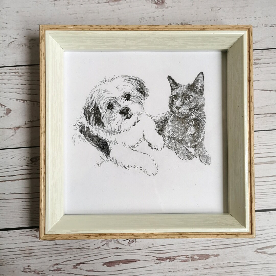 Custom Mini Portrait, Hand Drawn Pet Portrait, Sketch From Photo ...