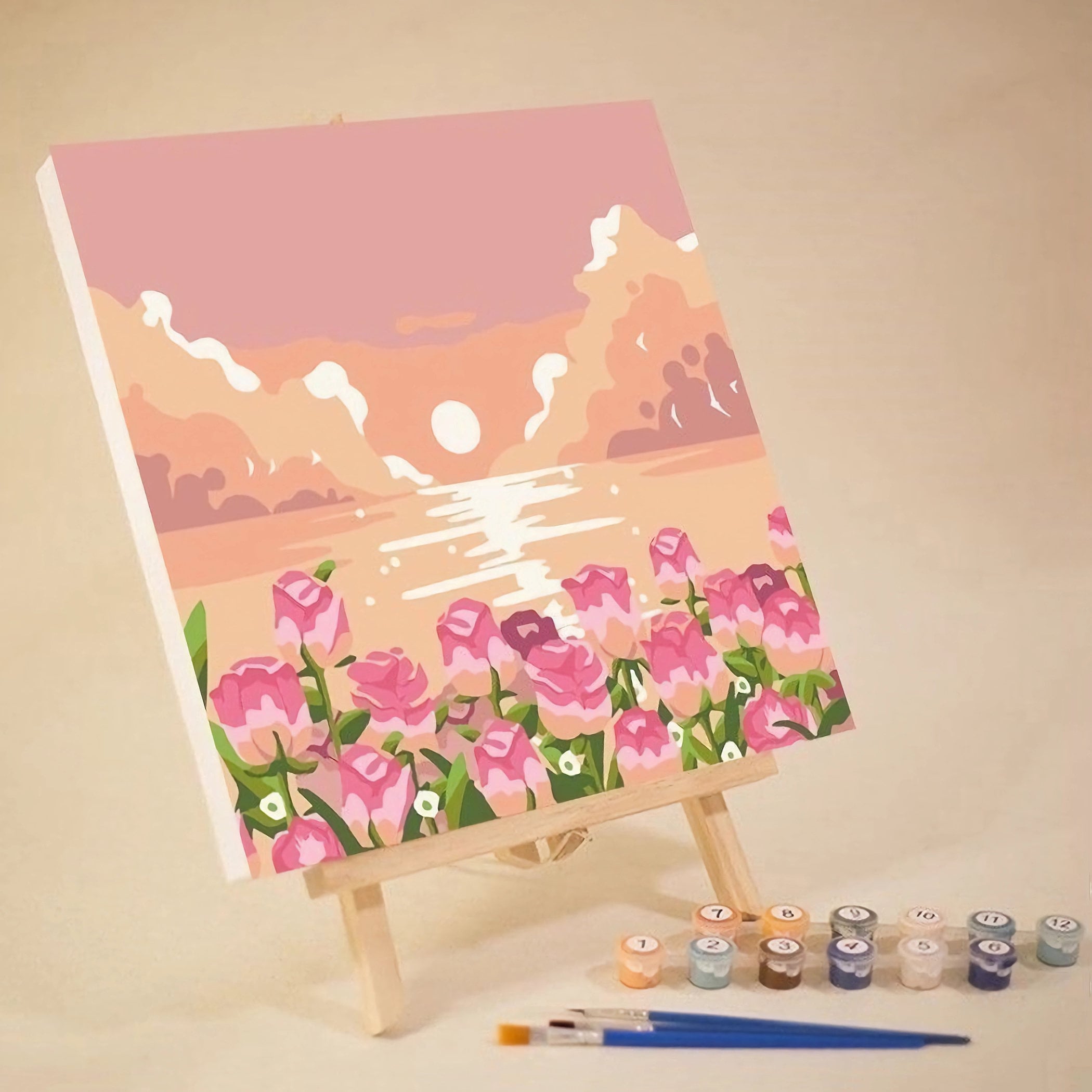 Peinture Par Numéros AIRDEA – Tulipes – 30x40 Cm – Avec Cadre – Kit Acrylique Complet Pour Adulte