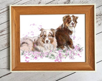 Aquarel huisdier portret van foto, aangepaste dierentekening, gepersonaliseerd herdenkingscadeau, verjaardagscadeau voor haar, hond moeder Valentijnsdag cadeau