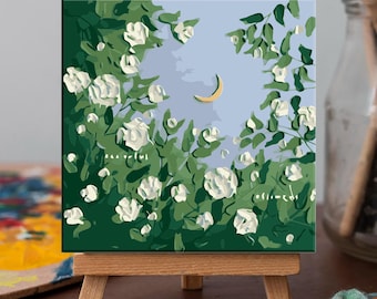 Floral Paint by Numbers Simple Kit: Beginner DIY Wall Art