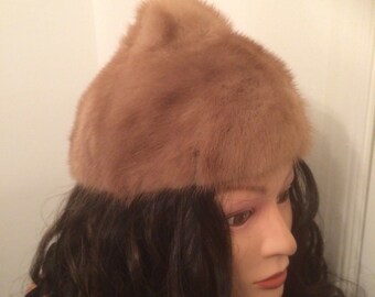 VINTAGE MINK HAT Hersheys Kiss Pointed Crown Style Hat 