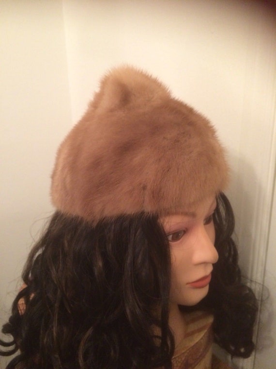 VINTAGE MINK HAT  Hersheys Kiss Pointed Crown Sty… - image 3