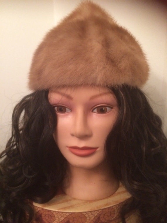 VINTAGE MINK HAT  Hersheys Kiss Pointed Crown Sty… - image 1