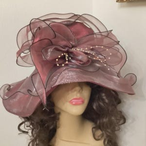 Burgundy Women Church Hat - Etsy display picture 2