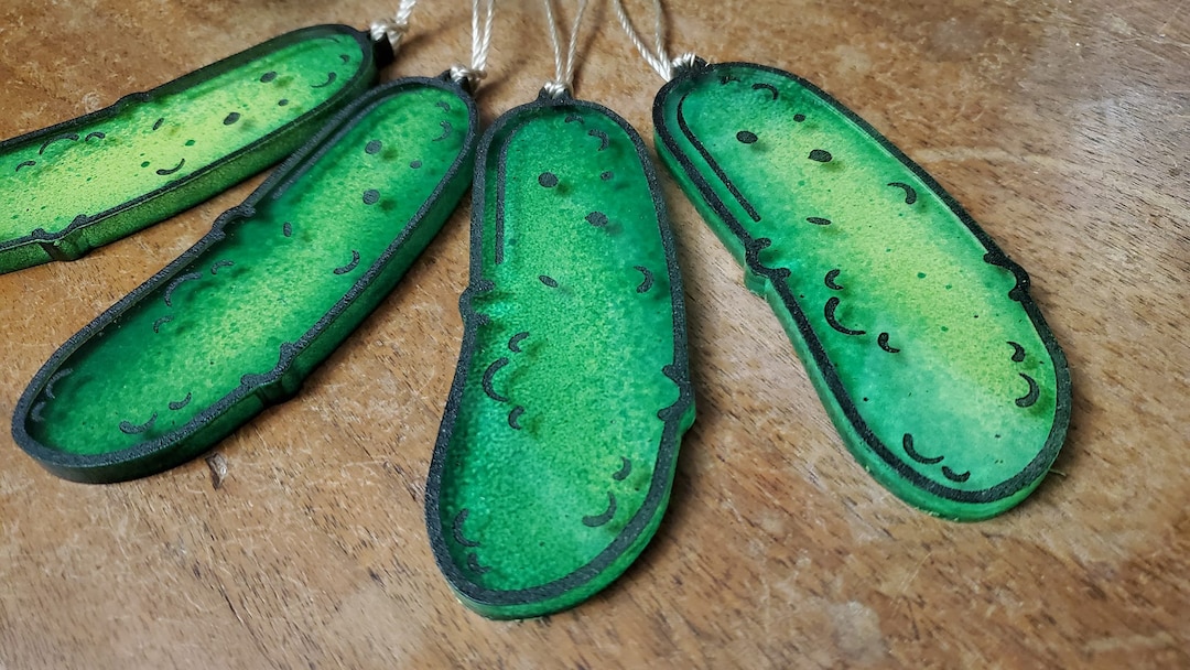 Acrylic Pickle Shaped Christmas Ornament for Christmas Tree, Pickle